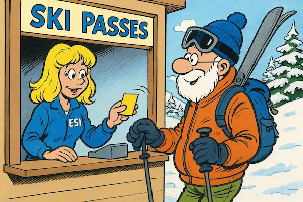 Buying ski passes at the ski school office
